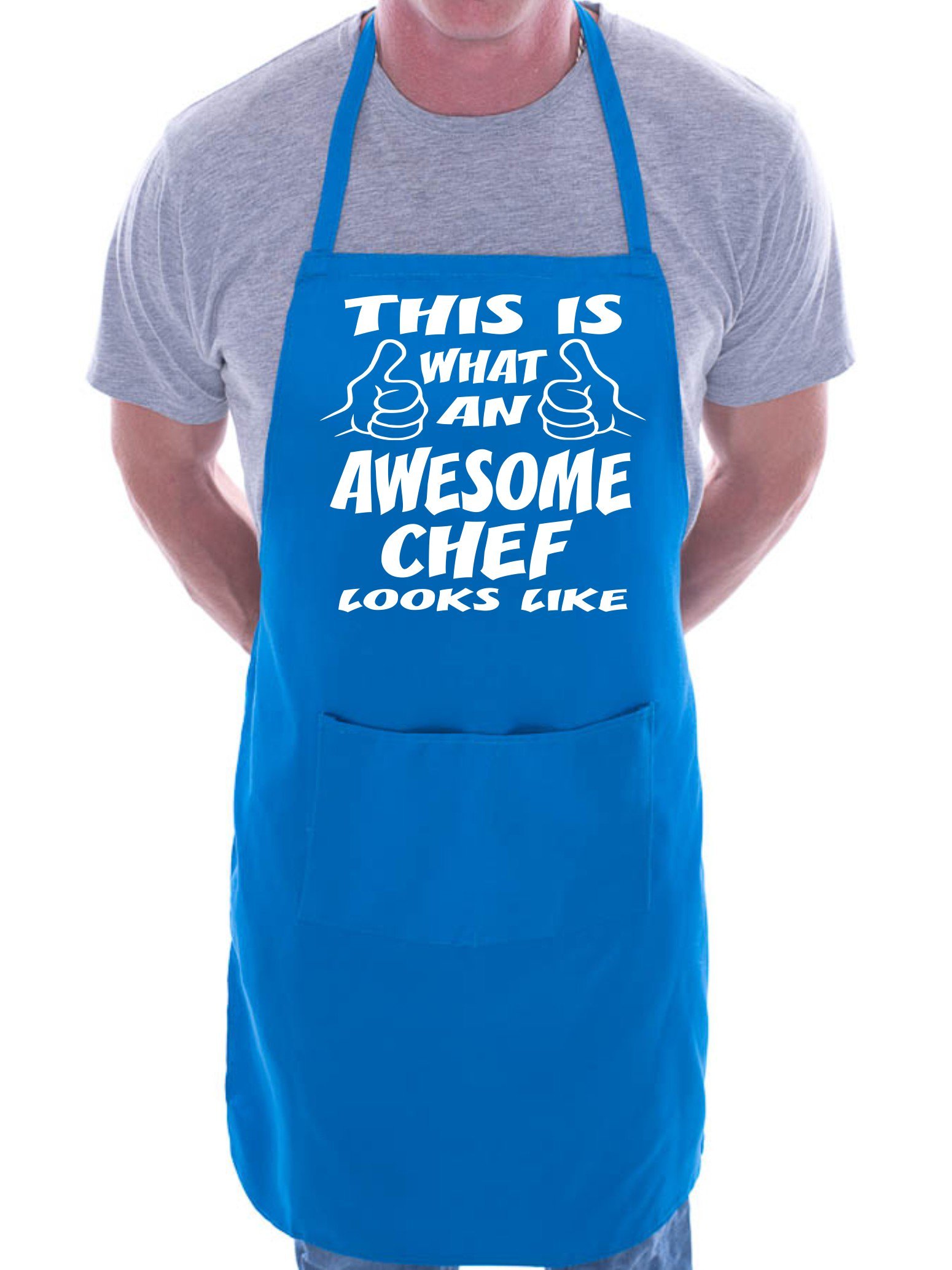 Print4U Awesome Chef Funny Fathers Day BBQ Cooking Novelty Apron Blue