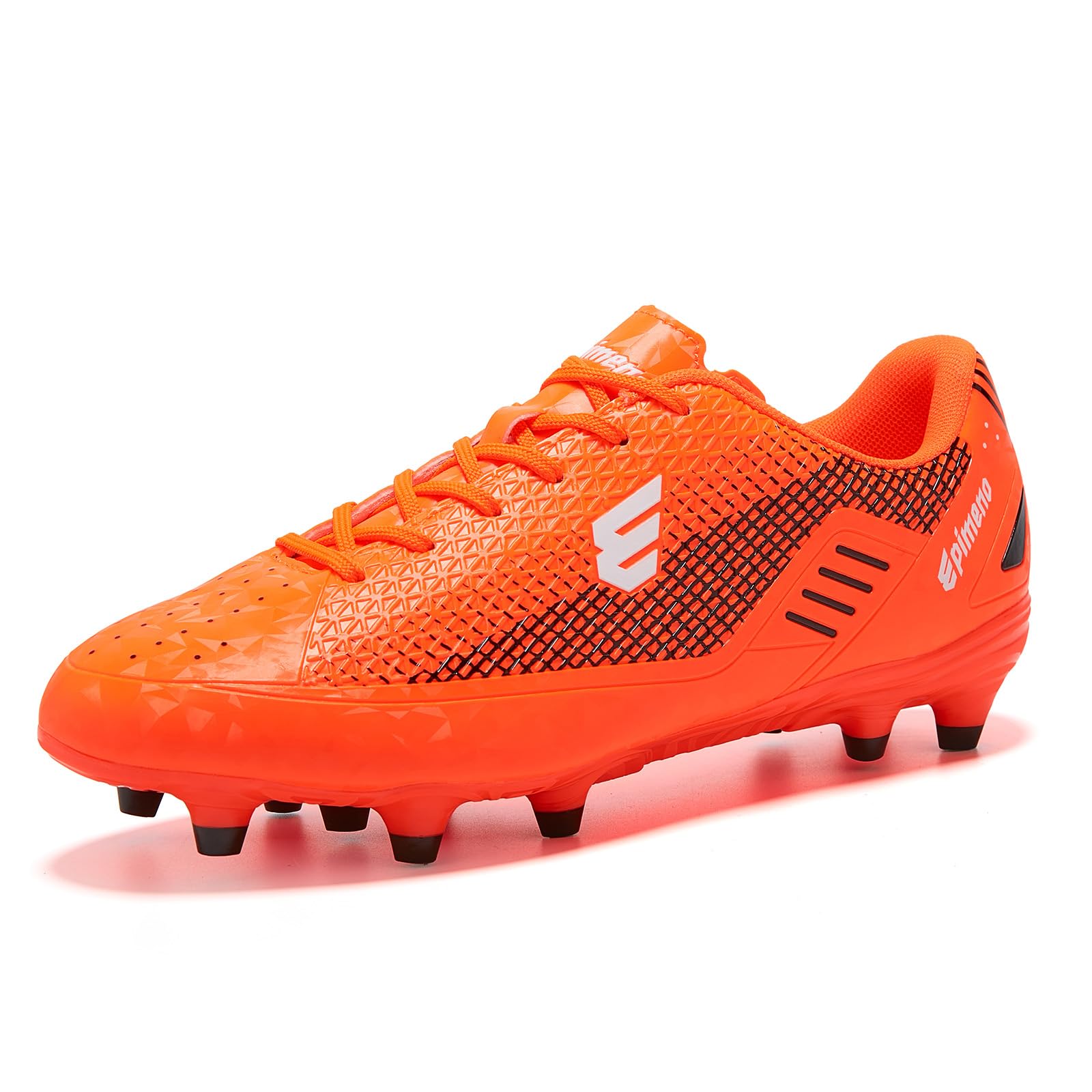Photo 1 of EPIMENO Women's Soccer Cleats for Men Lightweight Outdoor Rugby Football Shoes with Enhanced Grip and Comfort Orange/Black