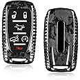 Real Forged Carbon Fiber Key Fob Protector Keychain Compatible with Dodge Ram 1500 2500 3500 TRX Limited Rebel Bighorn Lonestar Laramie 2019-2025,Forged Black
