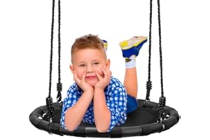 Sorbus Saucer Tree Swing - Kids Outdoor Disc Round Swing - 24" Heavy Duty 220lbs Seat - Easy Install Flying Saucer Web Circle - Perfect for Gift, Playground, Backyard, Indoor/Outdoor