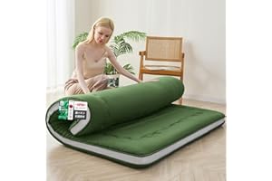 Auemtyn Japanese Floor Mattress, 4" Japanese Futon Mattress, Foldable & Portable Shiki Futon (shikibuton), Roll Up Thicken Sleeping Tatami Mat Sleeping Pad for Camping (Green, 39 x 80)