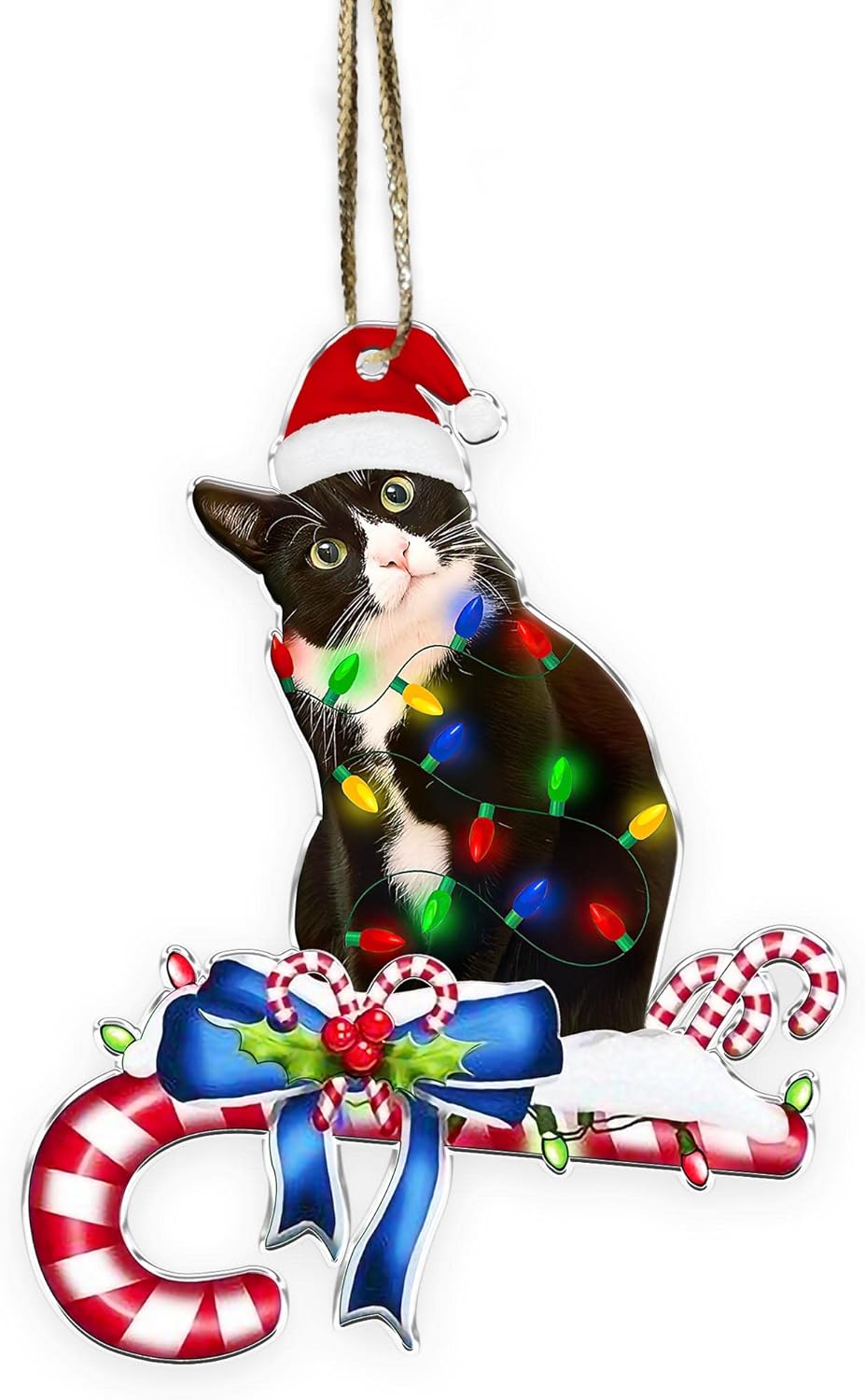 Ornaments - Tuxedo Cat Christmas Ornaments - Black and White Christmas Ornament - Bicolor Cat Xmas Decor Tree Hanging - 2023 Christmas Ornaments