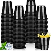 Pineburg 100 Pack 2oz Black Plastic Shot Glasses - Graduation Party Cups | Elegant Spring Celebration Disposable Cups for Easter, Mother's Day &amp; Graduation Ceremonies