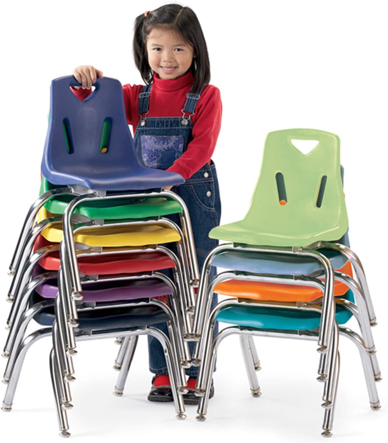 Jonti-Craft 8140JC6003 Berries Stacking Chairs with Chrome-Plated Legs, 10" Height, Blue, Pack of 6: Industrial & Scientific
