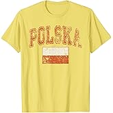 Vintage Retro Faded Polska Poland Flag Polish Pride T-Shirt