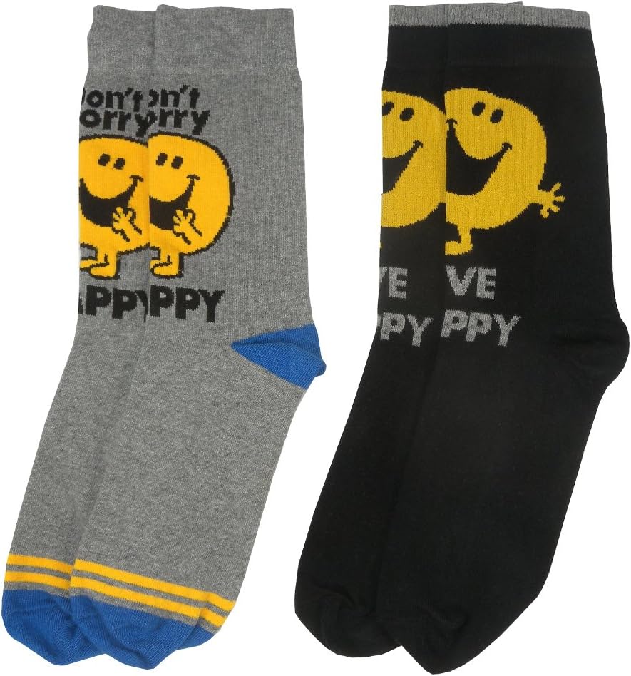 Mr Men Y1H419 Mr Happy Men's Socks (Size 611, Pack of 2) Amazon.co.uk