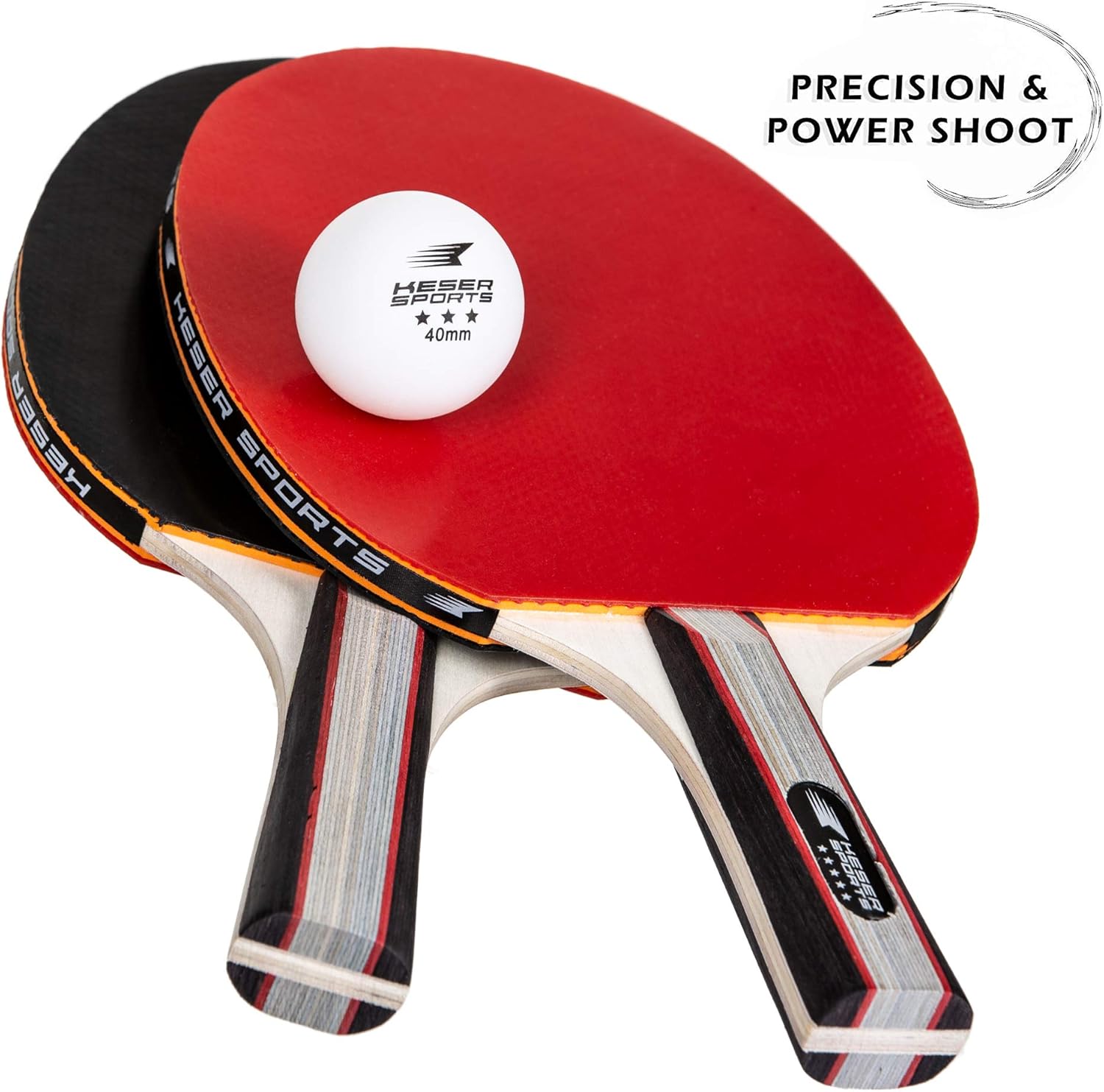 Keser Sports 5-Star Ping Pong Paddle Set – 4 Player Racket Set Bundle with 8 Professional ABS Balls and Portable Storage Bag Included. Advanced Spin, Speed and Control for Indoor/Outdoor Table Tennis : Sports & Outdoors