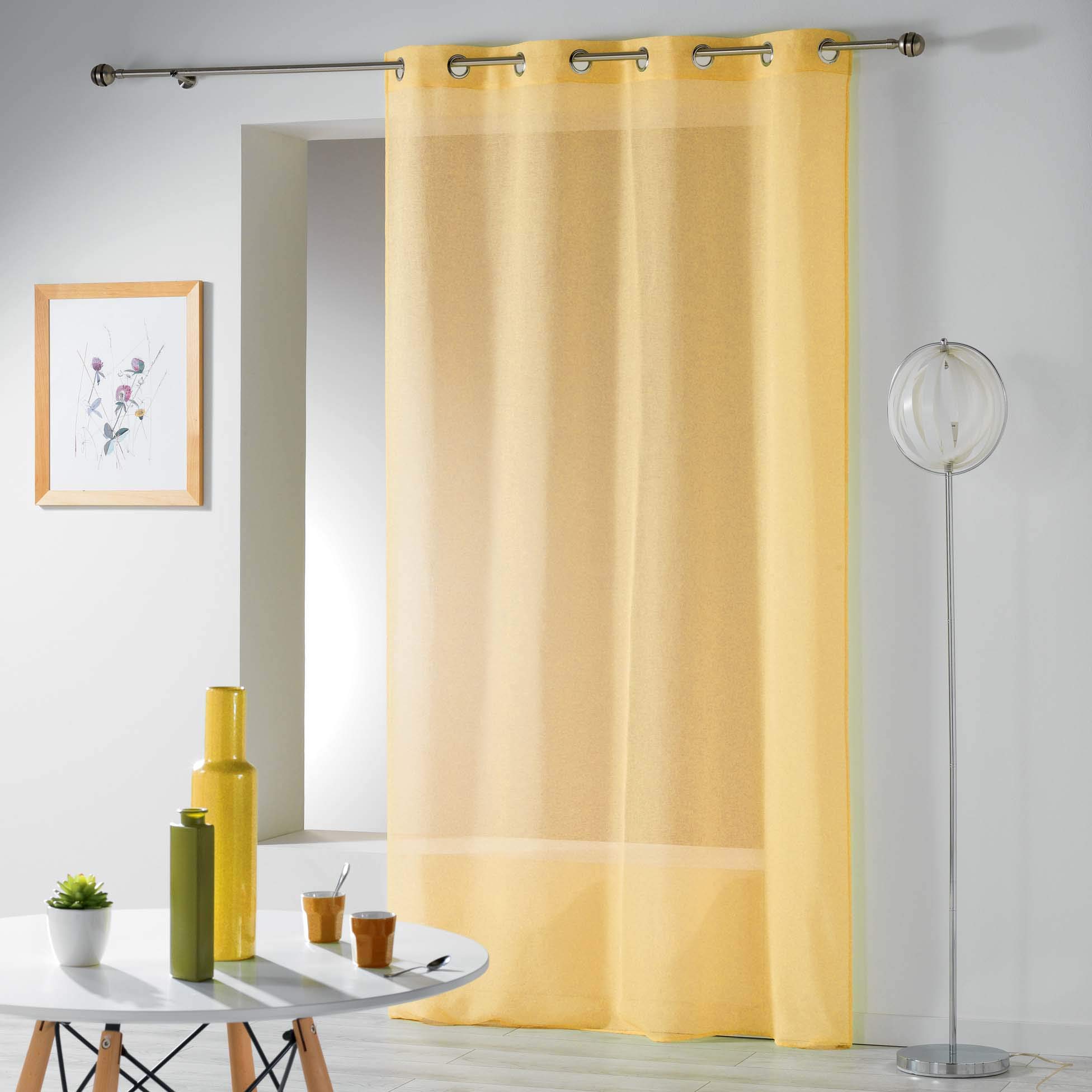 Douceur d'Intérieur Telma Crash Curtain with Eyelets 140 x 280 cm Tin Yellow