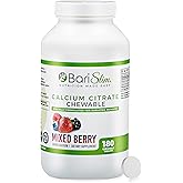 BariSlim Bariatric Calcium Citrate with Magnesium & Vitamin D Tabs - 500mg Calcium Citrate - Formulated for Post Weight Loss Surgery - Supports Bone Health | Mixed Berry | 180 Tablets