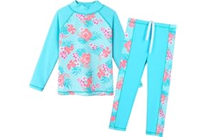 BAOHULU Girls Swimsuit Two Piece Tankini UPF 50+ UV Protective Rash Guard Set 3-12 Years
