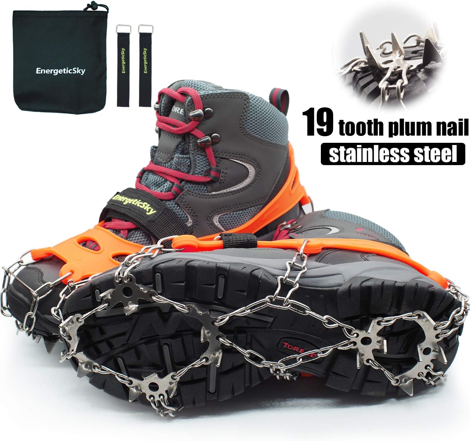 Jogging or Hiking Crampons19 Teeth Stainless Steel Anti Slip