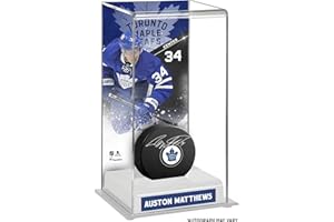 Auston Matthews Toronto Maple Leafs Autographed Hockey Puck with Deluxe Tall Hockey Puck Case - Autographed NHL Pucks
