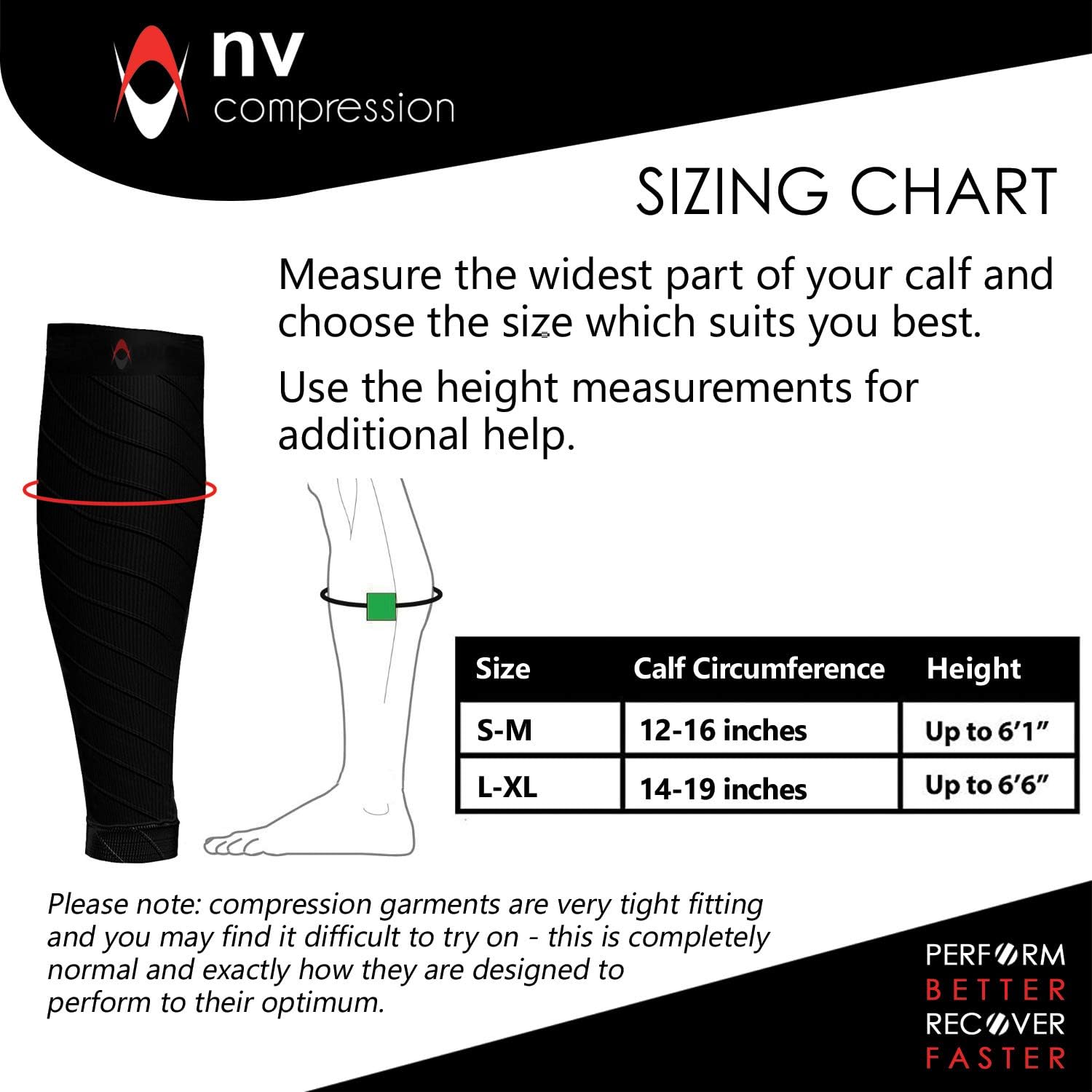 NV Compression Essential Race and Recover Calf Guards/Sleeves (PAIR) 20-30mmHg, for Sports Recovery Shin Splints, Medical - Image 4