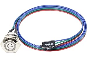 XMSJSIY Chassis Switch Host Metal Button, Computer Case LED Power Button ATX Supply On/Off for DIY Computer - 60cm, 16mm