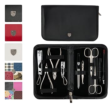 DREI SCHWERTER Solingen Germany Nagelpflegeset'Spezia' 10-tlg. Maniküre Pediküre Reise Etui Set Nagelset Nagelnecessaire, Sta