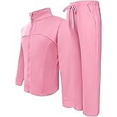 Yesfashion Girls 2 Piece Outfits Zip Up Long Sleeve Stand Collar Sweatshirt Drawstring Sweatpants with Pockets Tracksuit Sets