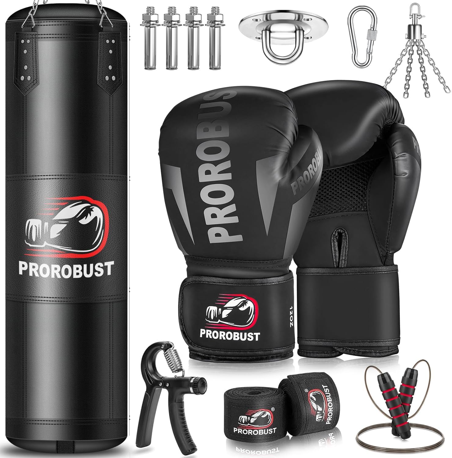 Photo 1 of Prorobust Punching Bag for Adults, 4ft Oxford Heavy Boxing Bag Set with 12oz Gloves for MMA Kickboxing Boxing Karate Home Gym Training (Unfilled)