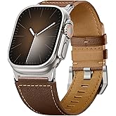 Suitisbest Leather Bands Compatible for Apple Watch Ultra Band 49mm 46mm 45mm 44mm 42mm, Genuine Calfskin Leather Replacement Strap Fits Men iWatch Series 11 10 9 8 7 6 5 4 3, SE 3 2 1, Ultra 3 2 1