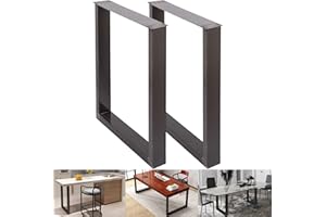 VEVOR Set of 2 Steel Table Legs, 28''Height 23''Wide Dining Table Legs, Heavy Duty 3.1" Square Box Section Square Table Legs, 28x23x3.1 Inch Black Industrial Country Style Metal Dining Legs