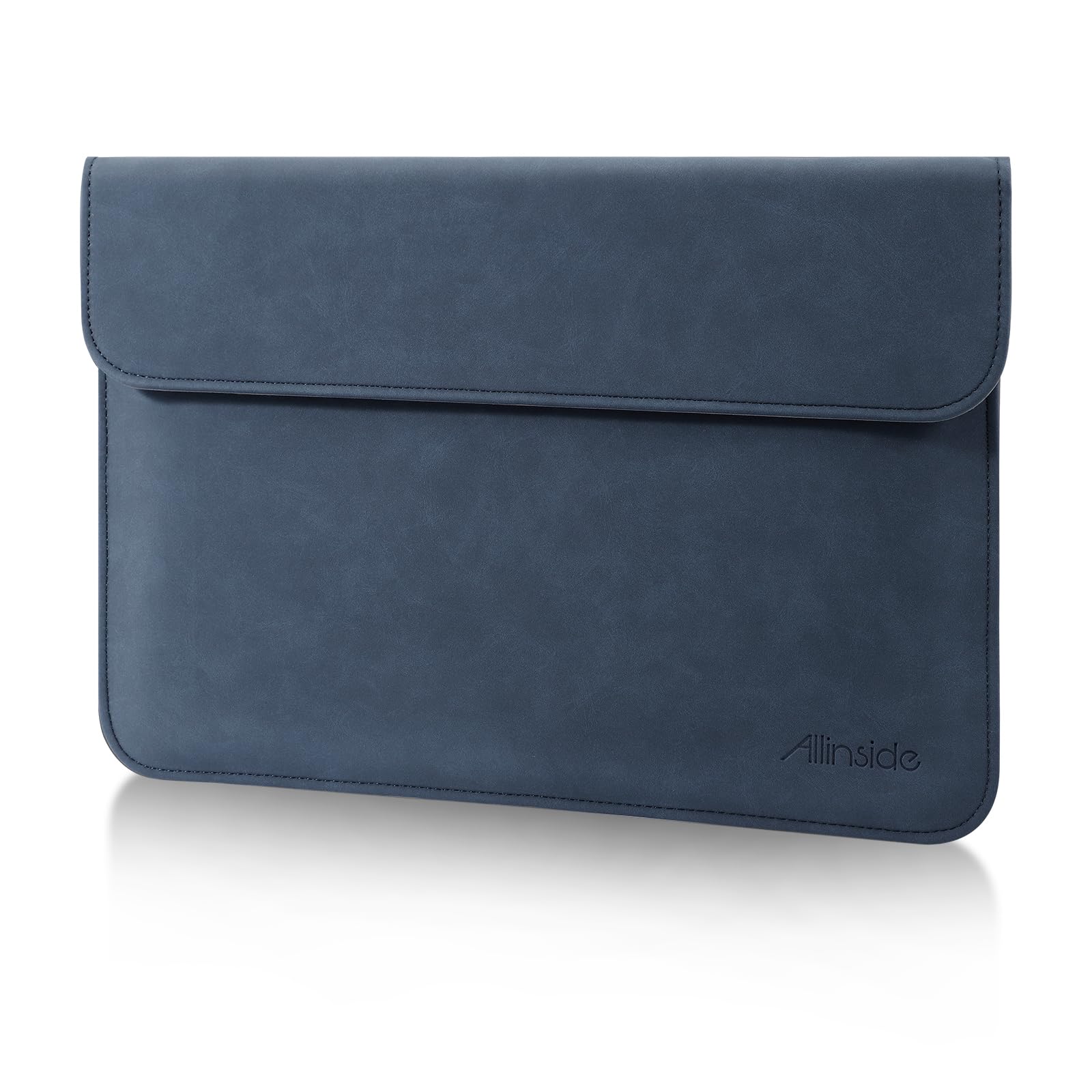 Allinside 13 Inch Laptop Sleeve Case for MacBook Air 13 2018-2026 (A2681/A3113/A3240/A2337/M5 A3449)/MacBook Pro 13 2016-2022 (A2289/A2251/M1/M2 A2338), PU Leather Envelope Laptop Case, Navy Blue
