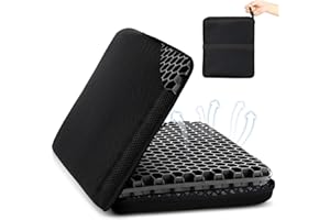 Tsmertor Portable Gel Seat Cushion 20.5inch, Travel Seat Cuhsion Cooling Car Seat Cushion for Wheelchair Chair Seat Pads for Office Chair Airplane Camping Kayak Flights Stadium Bleachers (Black)