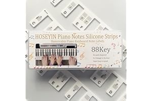 HOSEYIN Piano Notes Guide for Beginner, 88/61 Key Bold Large Letter Silicone,No Need Stickers Piano Keyboard Lables,Reusable for Beginners and Kids, Comes with Box (Black, 88KEY)
