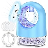 Quiet & Safe Indoor Fruit Fly Trap, Fan-Powered Insect Catcher for Kitchen - Kills Gnats, Mosquitoes, Moths, Flies with Light & Sticky Glue, Child and Pet Friendly (Blue)