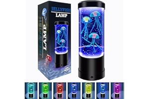 WTROESE Jellyfish Lamp,7 Color Changing Aquarium Light,USB/Battery Bubble Jellyfish Night Light,Desk Mood Lamp for Home Bedroom Room Office,Tower Jelly Fish Light Lamp Present Decor for Kids Girls Adults Boys