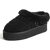 Dearfoams womens Genuine Shearling Platform Slippers Bendigo Comfy Puff Plush Womens Clog House Shoes
