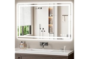 Rpoesx 48"x30" LED Bathroom Mirror with Lights, Anti-Fog, Dimmable, Backlit + Front Lighted Bathroom Vanity Mirror for Wall, 