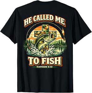 Youth He Called Me to Fish Camo Bass Fishing Christian Funny T-Shirt
