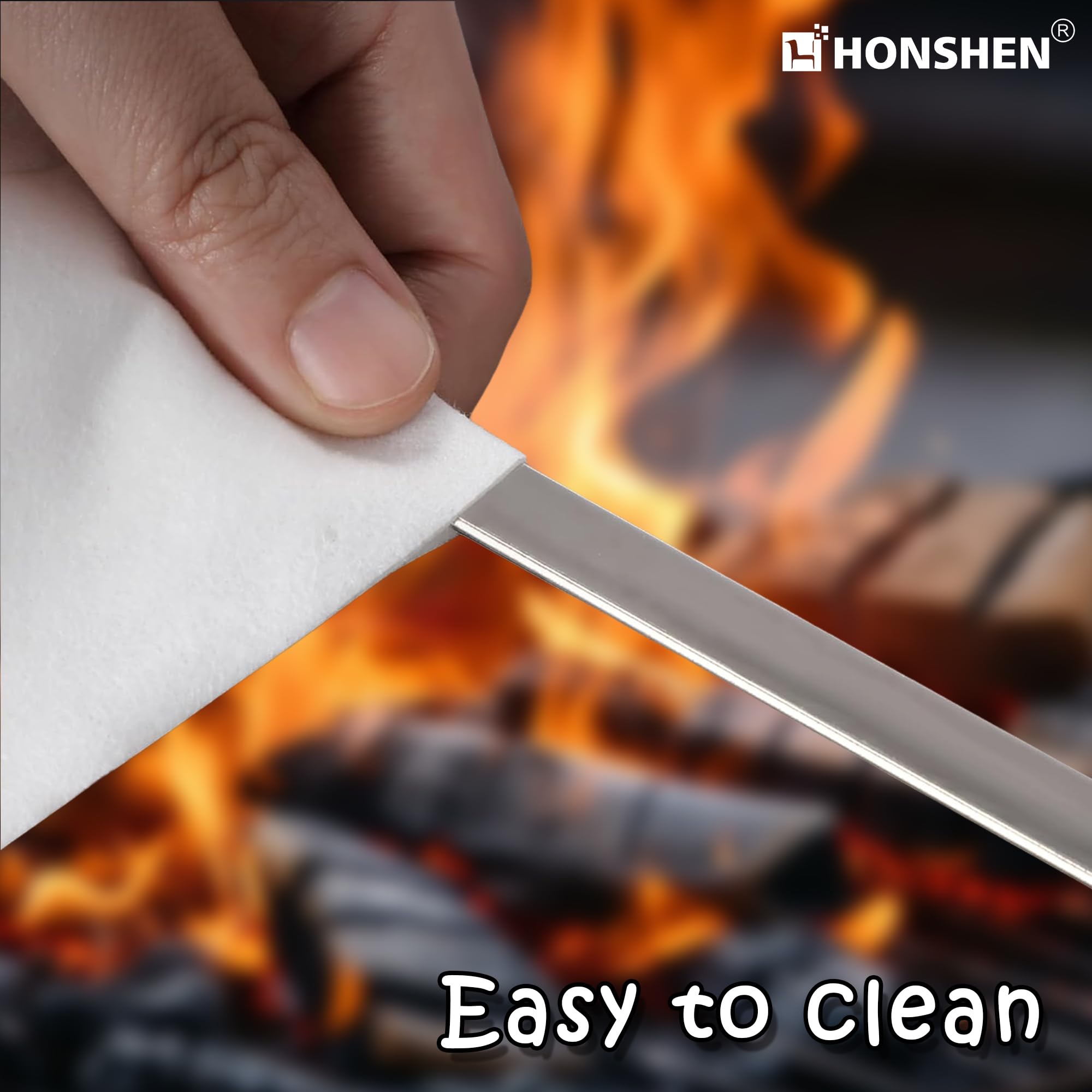 17-Inch 12 Pack Long Flat BBQ Skewers, HONSHEN Brazilian-style Stainless Steel 3/8 Inch Wide Blade with hardwood Handle barbecue skewers for Grilling Meat,Chicken,Shrimp,Vegetables-Set of 12