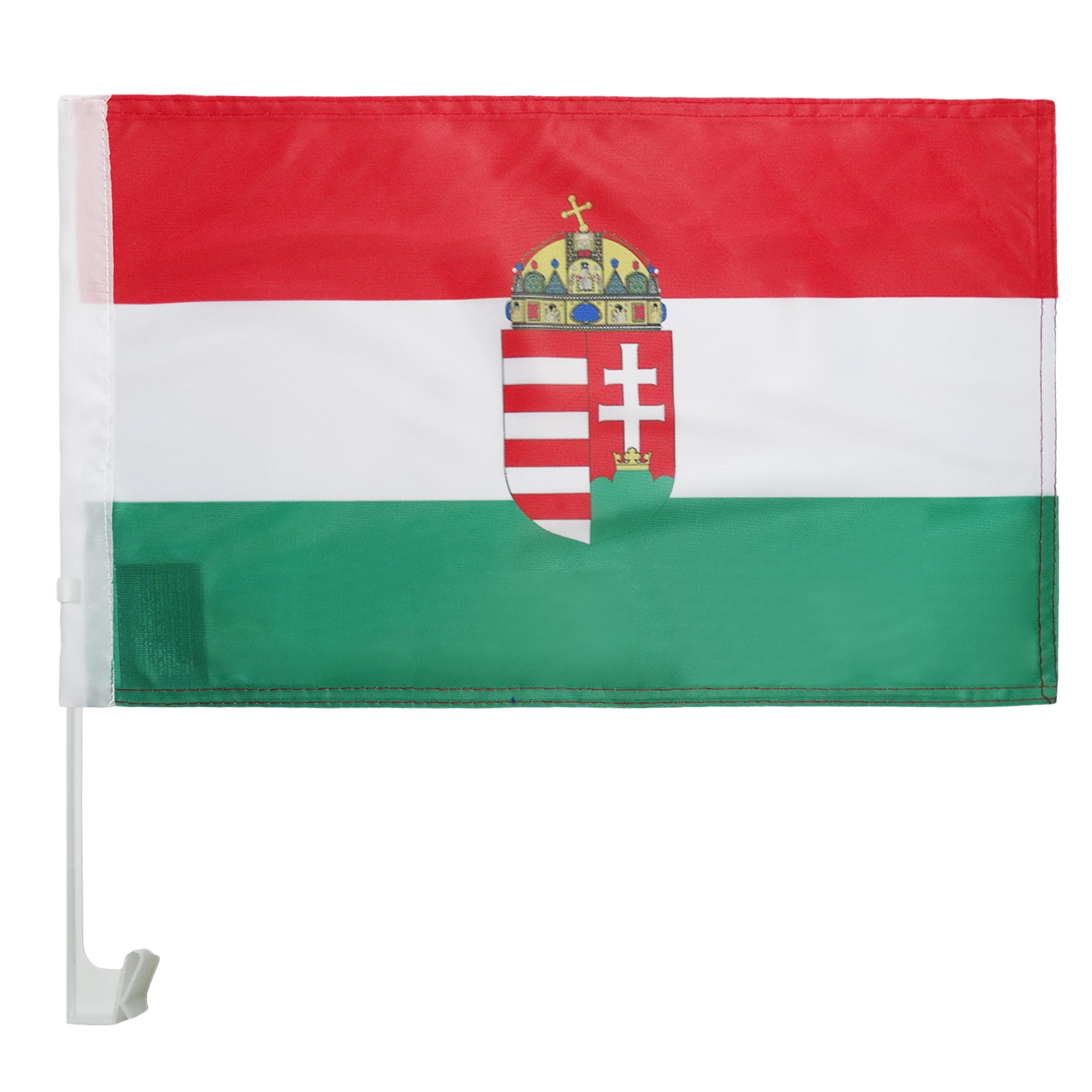 AZ FLAG Hungary coat of arms Car Flag 18'' x 12'' - Hungarian Car flags 30 x 45cm - Banner 18x12 INCHES PLASTIC STICK — image 1