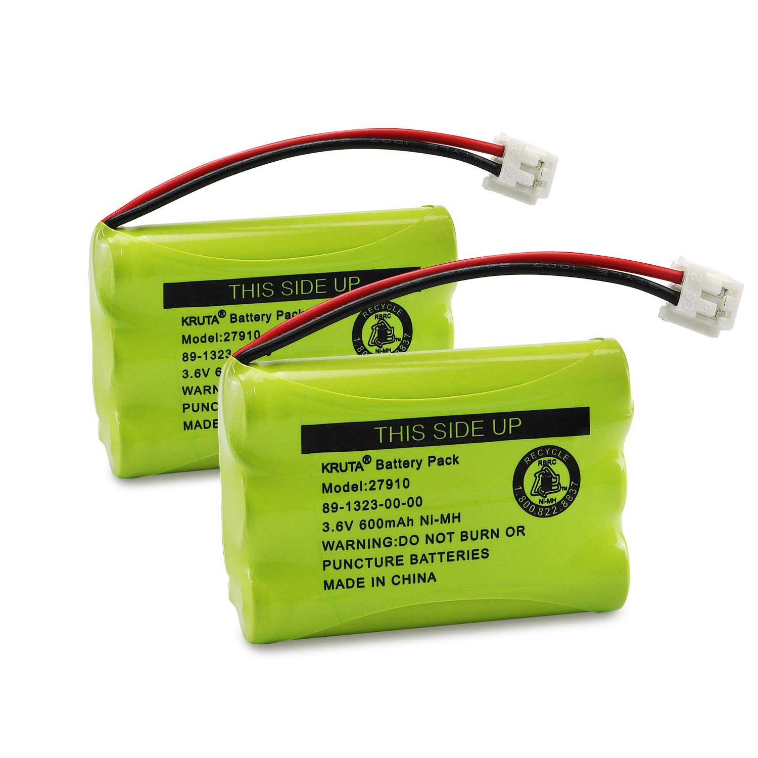Photo 1 of Kruta 27910 Cordless Telephone Battery Compatible with AT&T 89-1323-00-0 Motorola SD-7501 RadioShack 23-959 23-894 Ni-MH 3.6V(Pack 2)