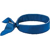Ergodyne - 12399 Chill-Its 6702 Cooling Bandana, Evaporative Polymer Embedded Material for Cooling Relief Solid Blue, One Size