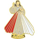Catholic Town Divine Mercy Lapel Pin "Jesus I Trust in You" Small Gold Tone with Color (DMP-G)