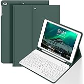 BQDIYOO Keyboard Case for iPad 6th / 5th Generation (2018 2017 Model), 9.7 inch Keyboard Case for iPad Air 2/Air with Pencil Holder, Auto Wake Sleep, Dark Green