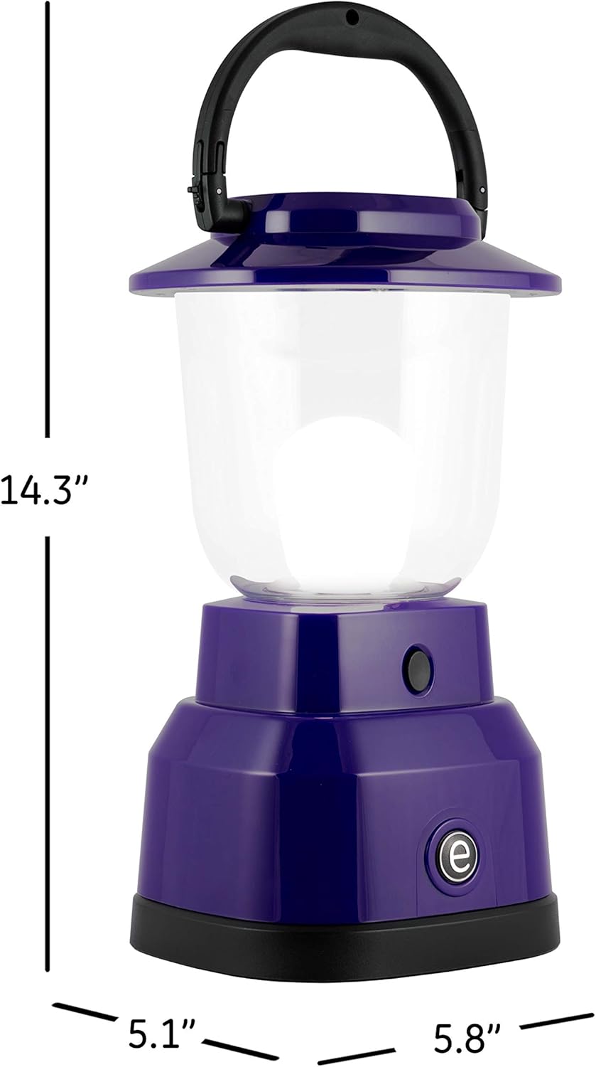 Enbrighten LED Camping Lantern, Battery Powered, USB Charging, 800 Lumens, 200 Hour Runtime, Carabiner Handle, Hiking Gear, Emergency Light, Blackout, Storm, Hurricane, Purple, 49552: Home Improvement