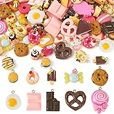 Cheriswelry Resin Polymer Clay Charm Sweet Food Dessert Slime Charm Beads Keychain Pendants for Phone Straps Key Bag Decor DIY Jewelry Making Kits