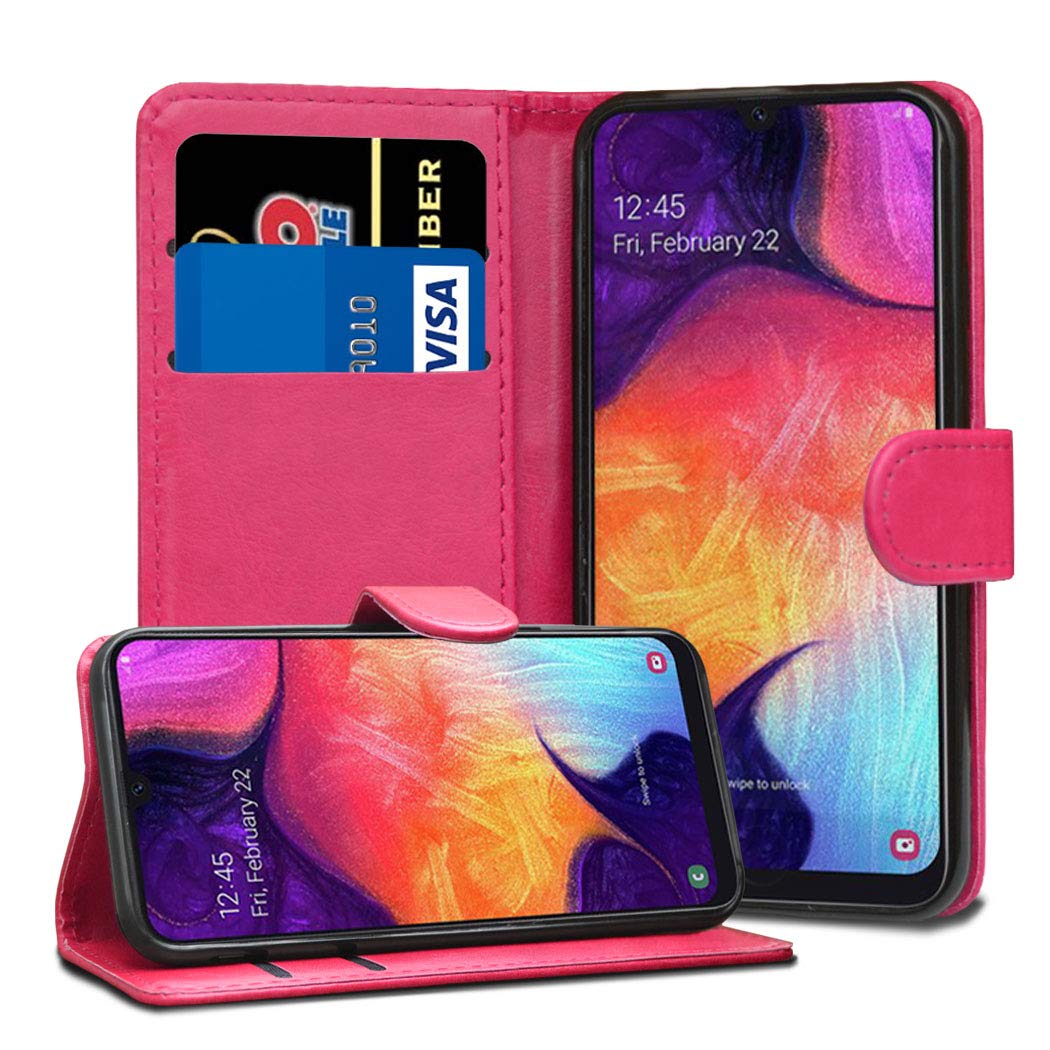 Samsung Galaxy A50 Leather Case - Premium Wallet Case Leather Flip Cover For Samsung Galaxy A50 [Card Holder] [Magnetic Closure] (Pink)