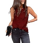 Dokotoo Womens Leopard Print Tank Tops Crewneck Sleeveless Summer Casual T-Shirts Blouses