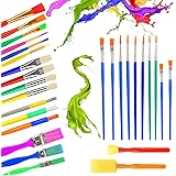 MCPINKY Paint Brushes for Kids, 29PCS All Purpose Paint Brushes with Collapsible Bucket for Acrylic, Oil, Watercolor, Gouache