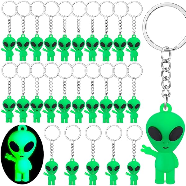 激レア　ALIEN GLOW-IN-THE-DARK KEYRING Amazon.com: Glow In The Dark Alien Keychain, Black light