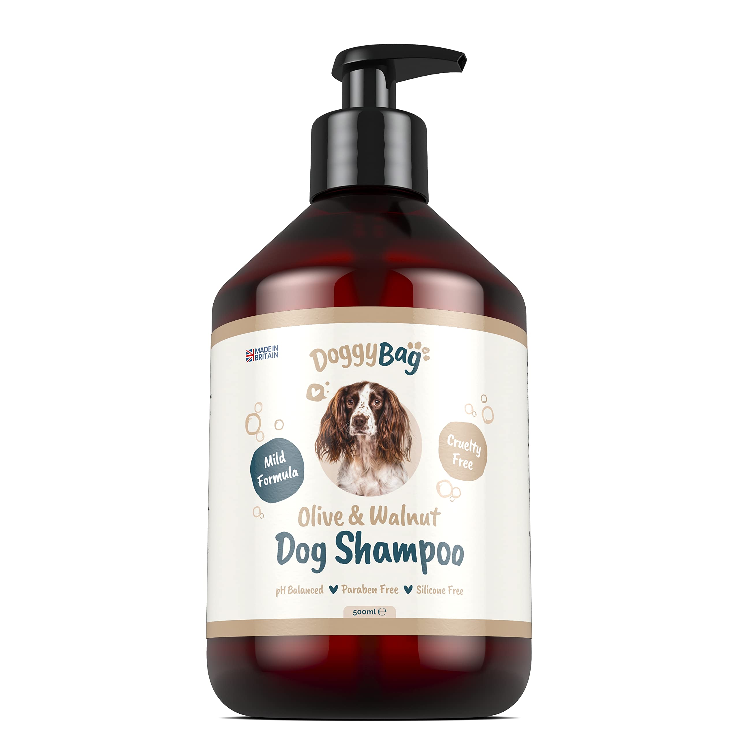 500ML Olive & Walnut Shampoo for Dogs from Doggy Bag - Deodorising and Conditioning Scented Dog Shampoo with Pro-Vitamin B5
