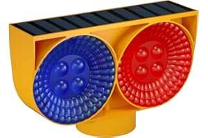 RISOON Solar Strobe Warning Light, High-Intensity LED, Red+Blue, 6-8h Battery Life, IP65 Waterproof, 1000m Visibility, Energy Saving, Wide Application