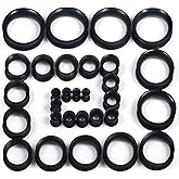 Kridzisw 10G-25mm Silicone Gauges for Ear Flexible Gauges Plugs Tunnels Earrings Flesh Expander Stretching Kit Gauge Earlets for Women Men