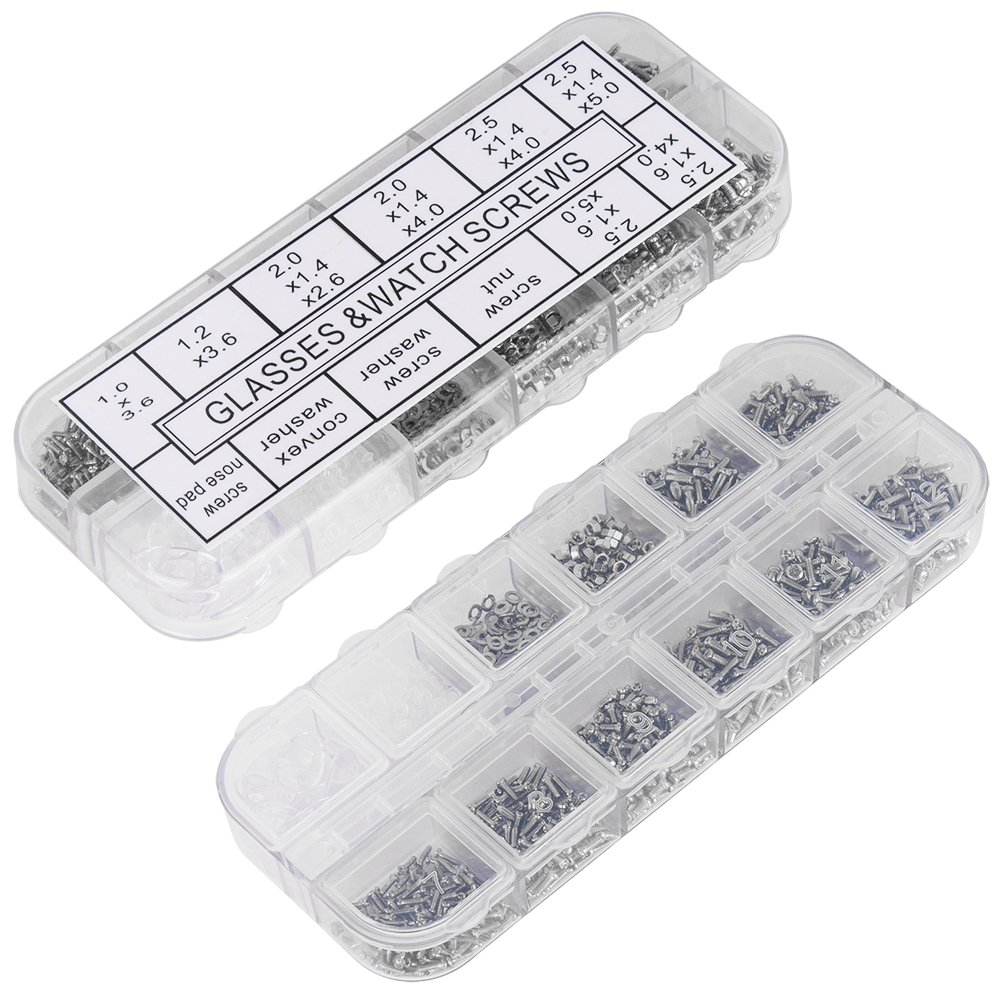Sunglasses Eyeglasses Repair Kit, 1100PCS Tiny Stainless Steel Screws