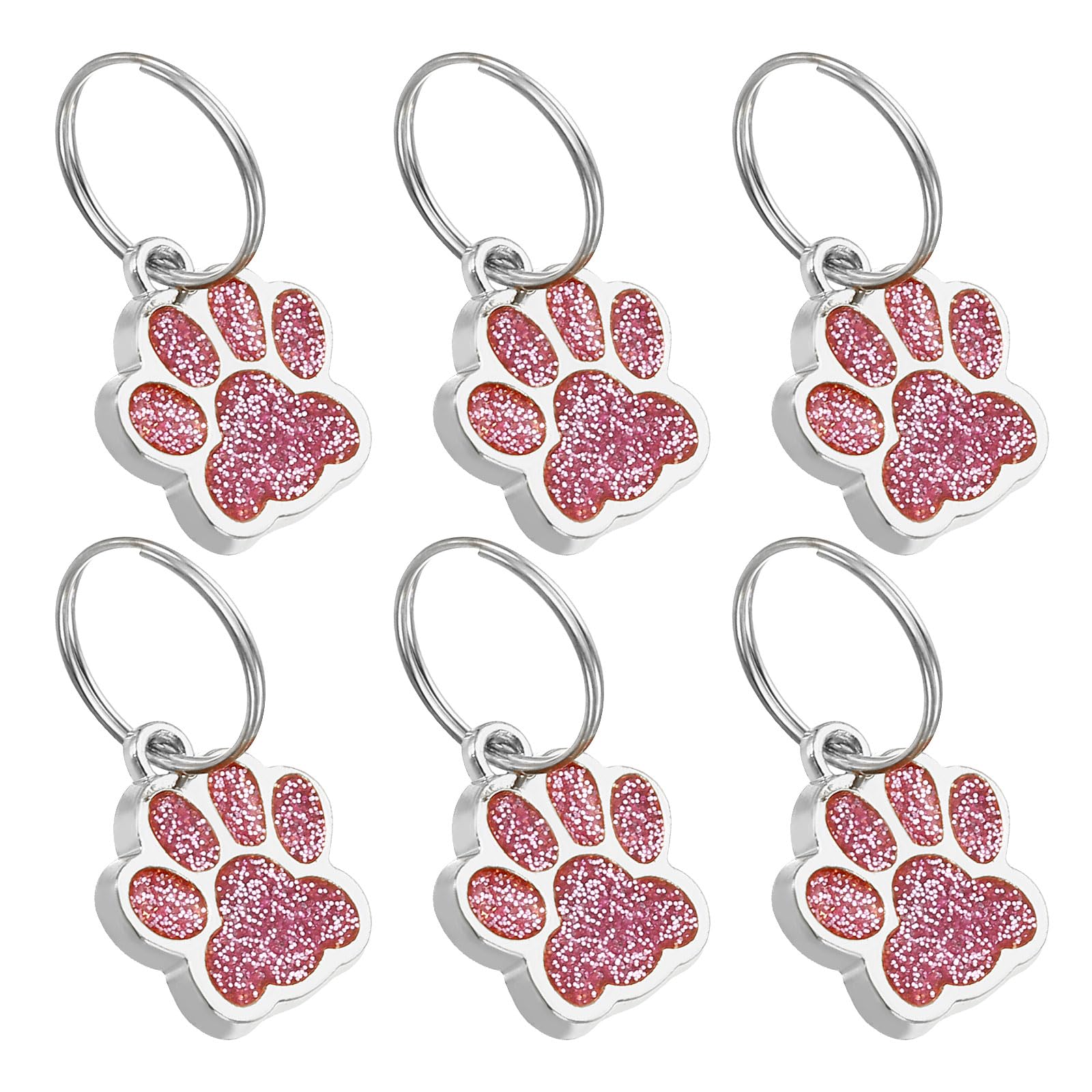 PATIKIL Animal Dog Cat Paw Print Pendants, 6 Pcs Crystal Footprint Dog Cat Paw Prints Pendants for DIY Necklace Bracelet Enamel Jewelry Making, Pink