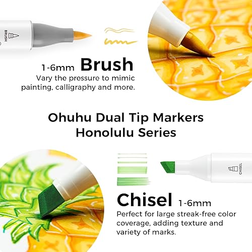 Ohuhu Brush Markers 216-color Double Tipped Alcohol-based Art