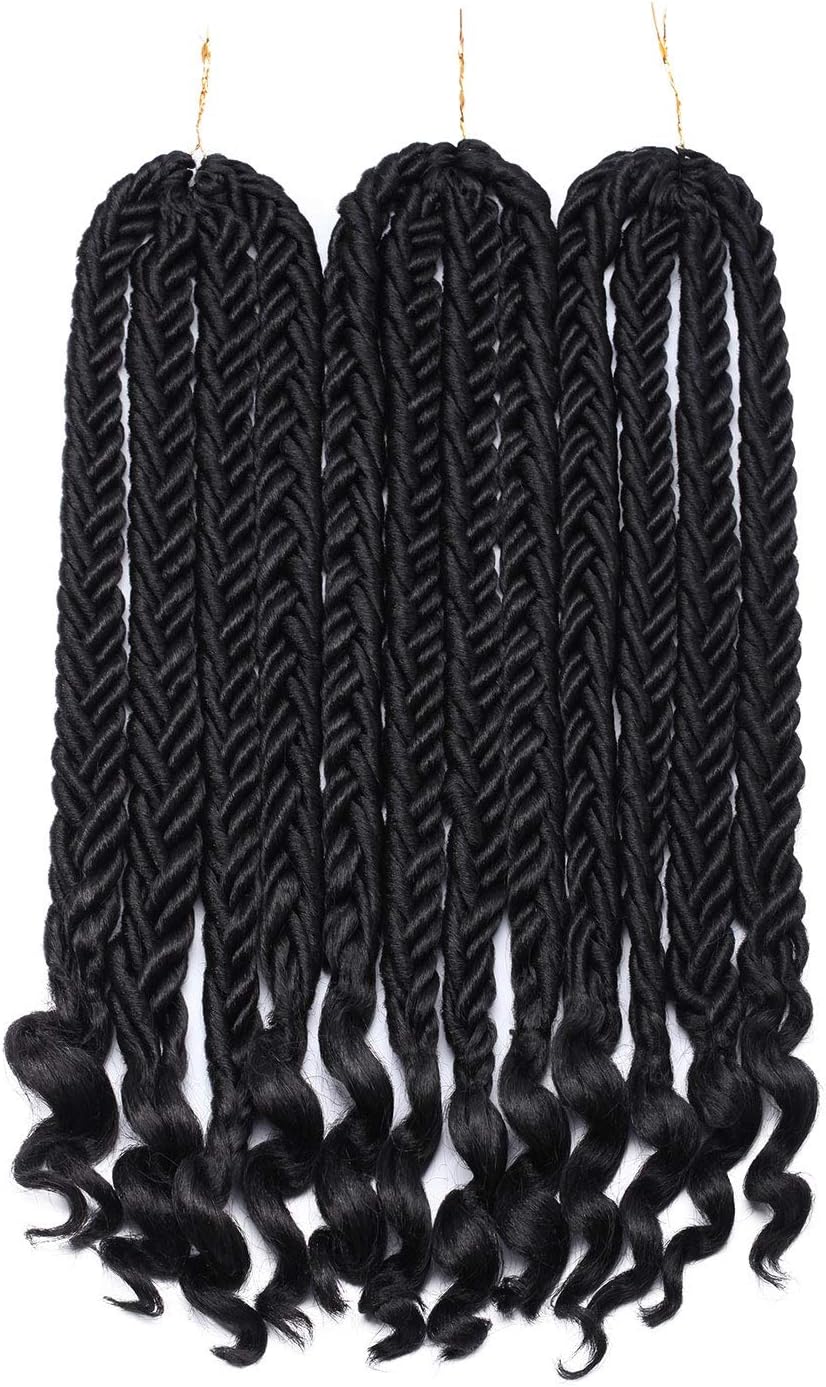 20 Inch 3 Packs Goddess Locs Crochet Hair Wavy Curly Faux Locs Crochet ...